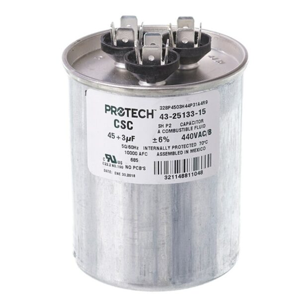 45+3 MFD x 440 Run Capacitor # 43-25133-15