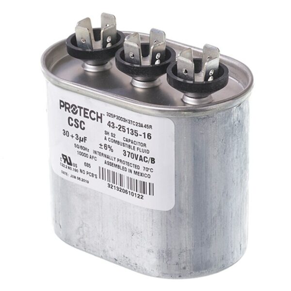 30+3 MFD x 370 Run Capacitor # 43-25135-16