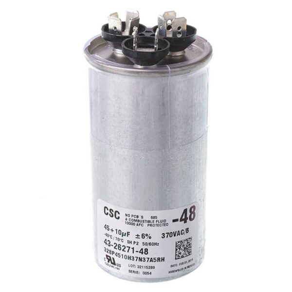 45+10 MFD x 370 Run Capacitor # 43-26271-48
