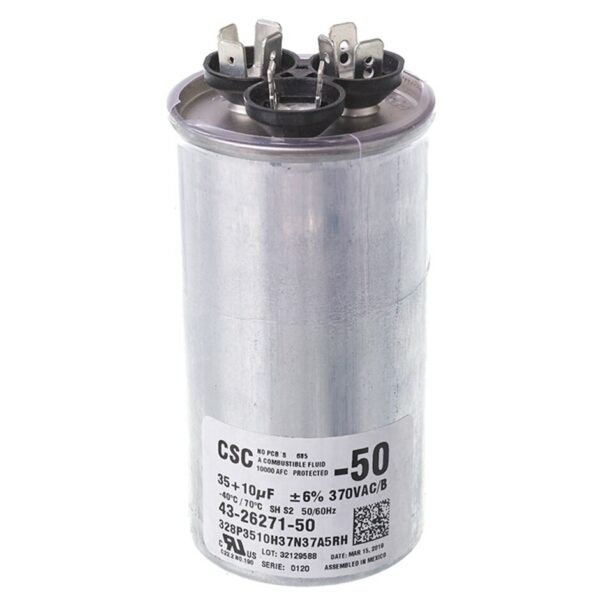 35+10 MFD x 370 Run Capacitor # 43-26271-50