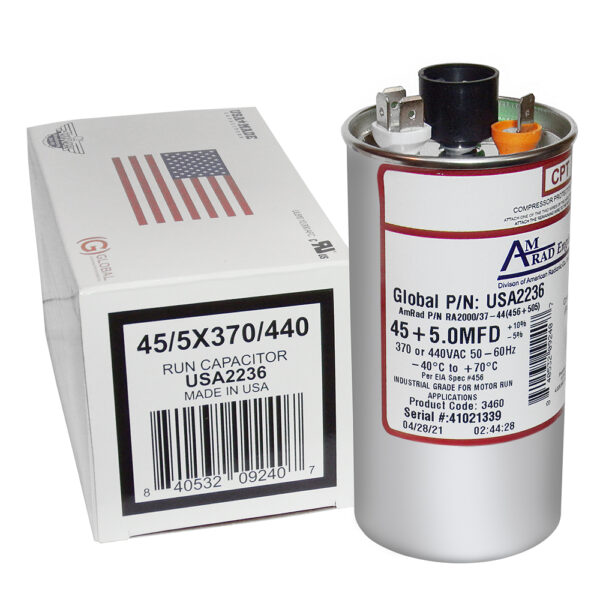 45+5 MFD x 370/440 Run Capacitor # USA2236