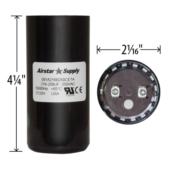 216-259 MFD x 250 Start Capacitor # 091A216B250CE7A - Image 4