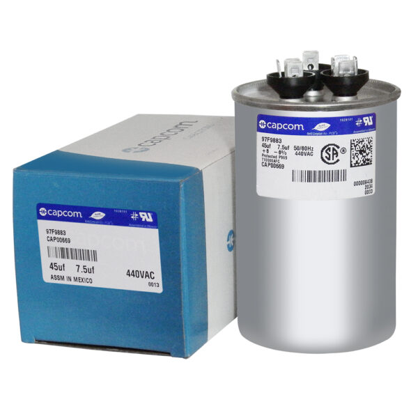 45+7.5 MFD x 440 Run Capacitor # 97F9883