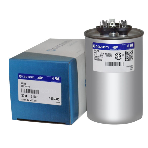 30+7.5 MFD x 440 Run Capacitor # 27L78
