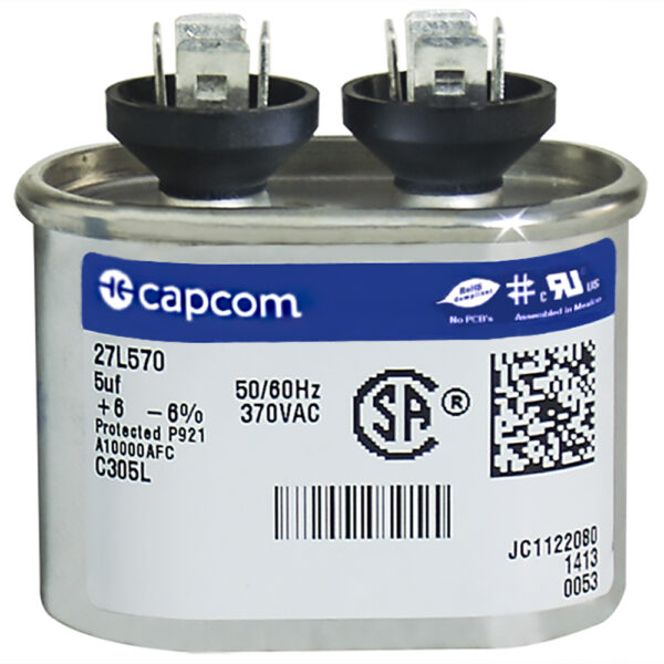 5 MFD x 370 Run Capacitor # 27L570 - Image 2
