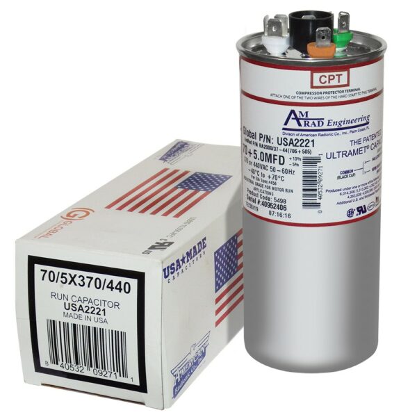 70+5 MFD x 370/440 Run Capacitor # USA2221